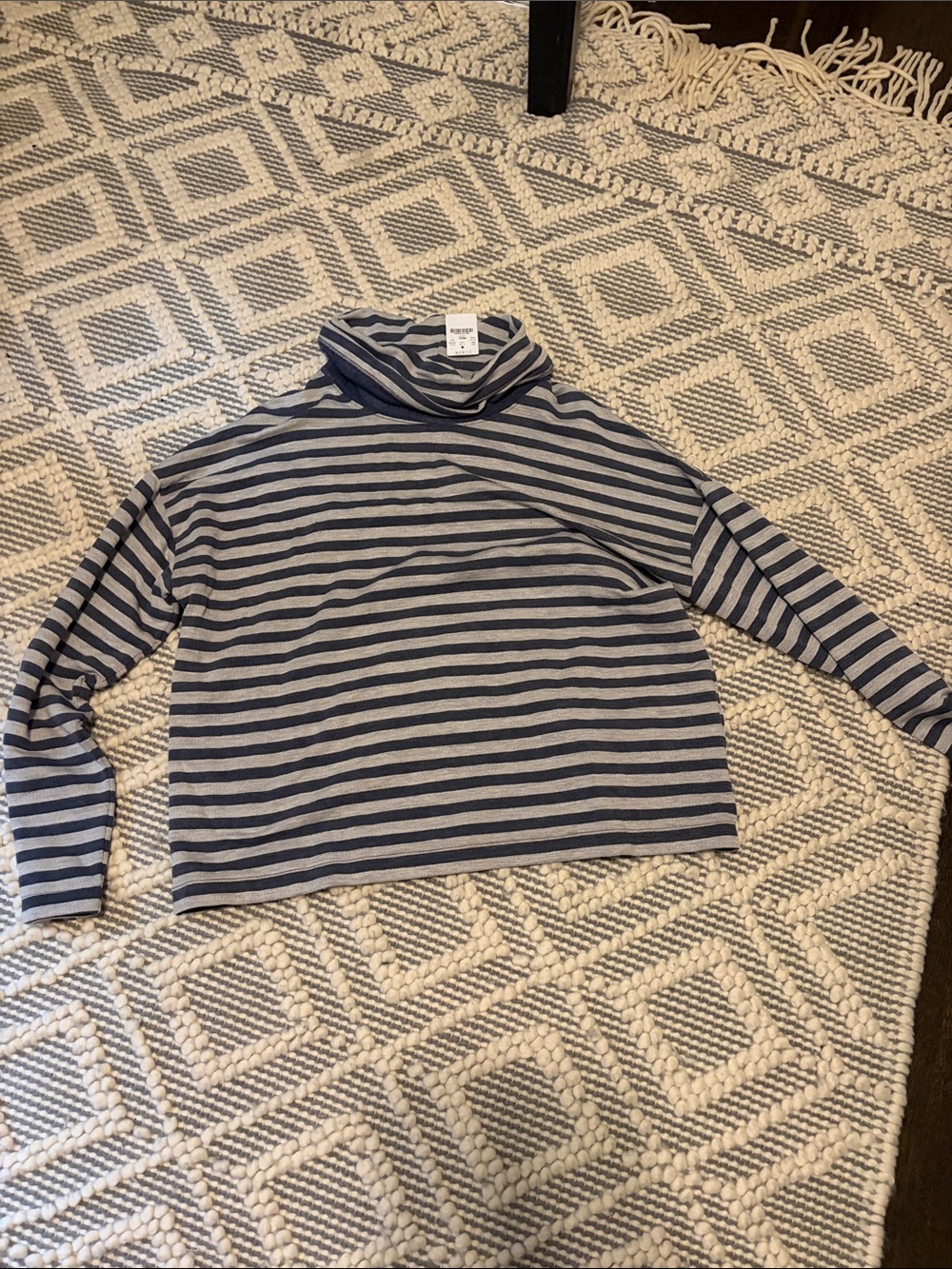 J. Crew Navy and Gray Striped Kids Turtleneck Tee